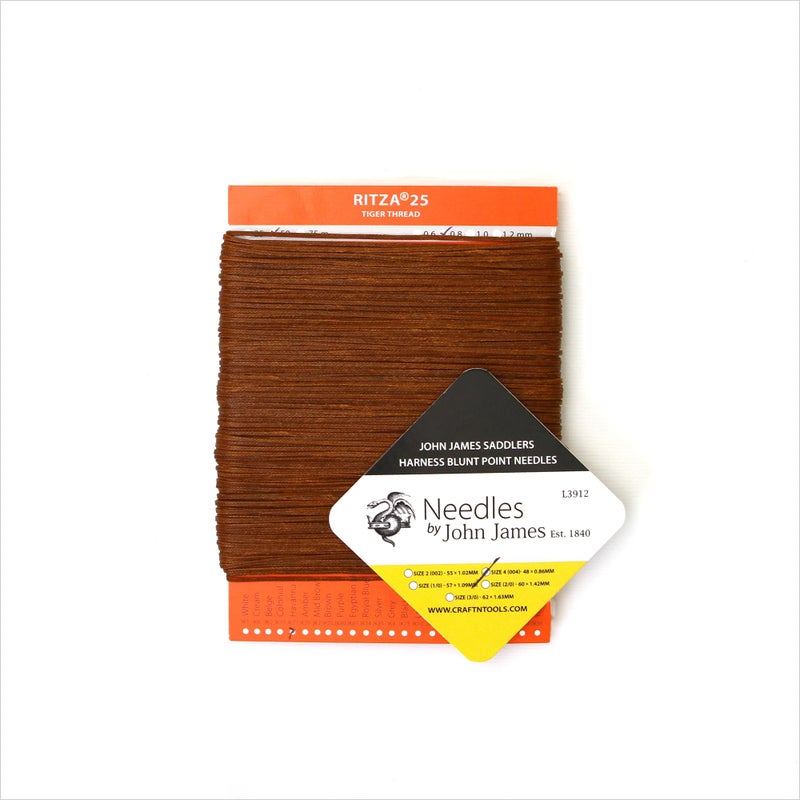 Ritza 25 Tiger Thread Havana Cigar 0.6mm Ritza 25 Tiger Thread for Leather Craft | Waxed Tiger Thread | Ritza 25 - Image 3